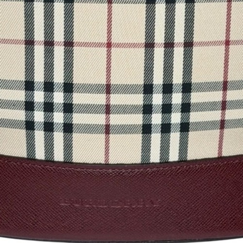 Burberry Small Haymarket Check Tote – Burgundy Trim - Picture 3 of 14